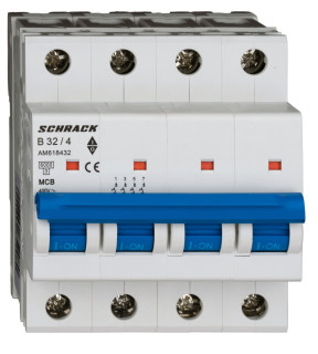 Automātslēdzis (MCB) AMPARO 6kA, B 32A, 4-pole, Schrack Teknik, AM618432-- main