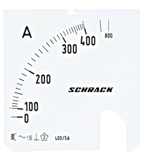 Ammeter scale plate 72x72mm 400/800/5V VAC, MGS57400-A Schrack Technik main
