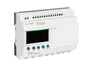 compact smart relay, Zelio Logic SR2 SR3, 20 IO, 100 to 240V AC, no clock, display main
