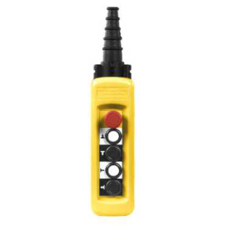 Pendant control station, Harmony XAC, plastic, yellow, 4 push buttons 2NO + 1NC, 1 emergency stop latching 3NC main