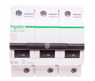 Circuit breaker Acti9 C120N MCB 3P B 100A 10000A 415V, Schneider Electric, A9N18350 main