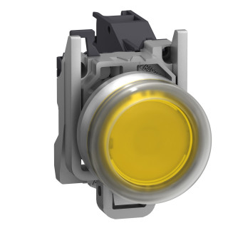 Complete push button, Harmony XB4, Explosive atmosphere, pushbutton yellow with boot and legend insertion main