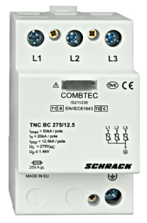 Surge arr.Combtec TNC275, Class I+II (B/C),275V, limp 12,5kA main