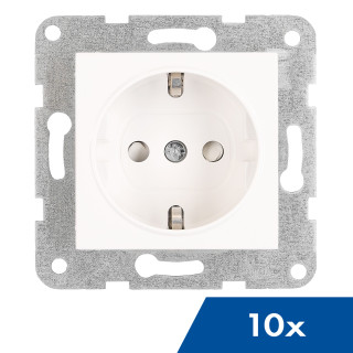 Socket outlet with safety shutter, cage clamps, 10 pcs,white, EV101203 Schrack Technik