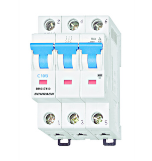 Circuit breaker (MCB) C, 10A, 3-pole, 6kA, Schrack Teknik, BM617310-- main