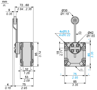 Limit switch, XCR, thermoplastic spring return roller lever, 2X(1NC+NO), XCRB52 alt_view_2