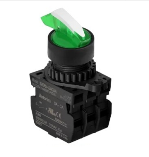 Pārslēdzis 3 pozīcijas zaļš ar ilumināciju un fiksāciju, NO modulārs, 22mm, kontakti 220V/6A, LED-110/220 VAC, Darbības leņķis-Pa kreisi 90º, Pa labi 90º, S2SRN-L8G2ALM AUTONICS main