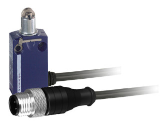 Limit switch, XCMD, steel roller plunger, 1NC+1 NO, snap, M12 0.8 m, XCMD2102L08R12