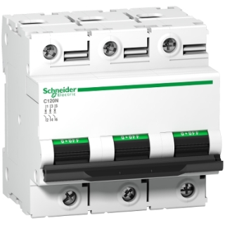 Miniature circuit breaker (MCB), Acti9 C120N, 3P, 125A, C curve, 10000A (IEC/EN 60898-1), 10kA (IEC/EN 60947-2)