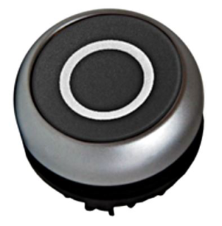 Push-button flat, `0ï, spring-return, black