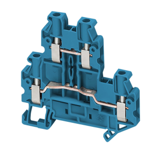 Terminal block, Linergy TR, blue, 4mm², double level, 4 points, set of 10 main