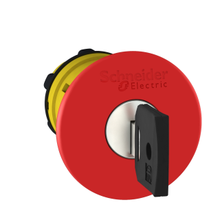 Emergency stop head, Harmony XB5, switching off, plastic, red mushroom 40mm, 22mm, trigger latching key release main