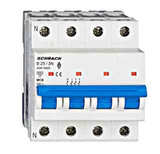 Automātslēdzis (MCB) AMPARO 6kA, B 25A, 3+N, Schrack Teknik, AM618825-- main