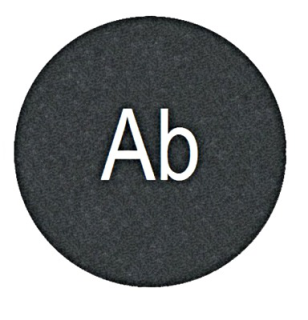 Button plate flat with inscription black with white "Ab"