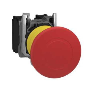 Emergency stop switching off, Harmony XB5, plastic, red mushroom 40mm, 22mm trigger latching push pull, 1NO+1NC main