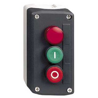 Control station, Harmony XALD, XALK, plastic, dark grey lid, 1 red pilot light, 1 green flush, 1 red flush push buttons 22mm main