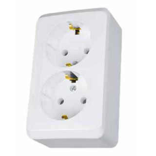 PRIMA - double socket-outlet with side earth - 16A, white main