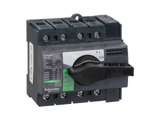 switch disconnector, Compact INS63, 63A, standard version with black rotary handle, 4 poles main