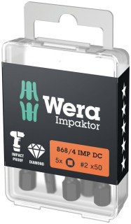 868/4 IMP DC DIY Impaktor square head socket bits, # 2 x 50 mm, 5 pieces, 05057671001 Wera main