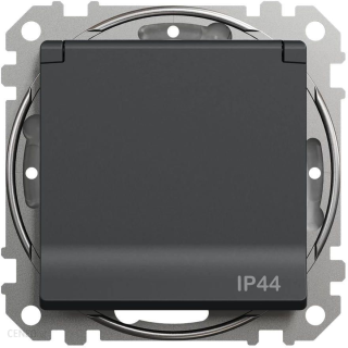 Socket-outlet, Sedna Design & Elements, 16A, 250V, side earth, with shutter and lid, anthracite main