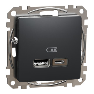 USB charger, Sedna Design & Elements, type A+C, 2.4A, PRO, anthracite main