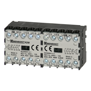 Mikrokontaktors Benedict  2.2KW , 5A, Vadīibas spole 24VAC, 480V, Papildkontakti - 3PST-NO (3 Form A); K0W05D10MS 24 main