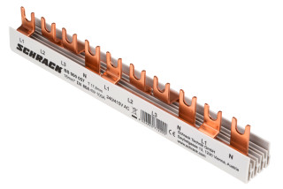 Busbar, 1xRCCB 4-pole, 1xMCB 3+N, 1xMCB 1+N, 10MW, 16mm²