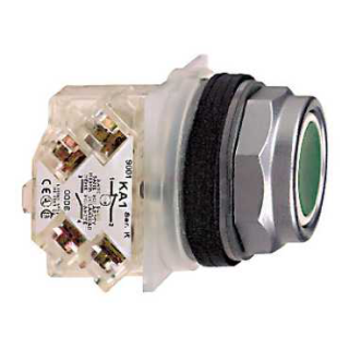 Push button, Harmony 9001K, metal, flush, 7 colours choice, 30mm, spring return, 1 C/O