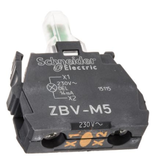 Light block for head 22mm, Harmony XB4, orange, integral LED, 230...240V AC main