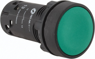 Pogas komplekts 22mm, ar atsperi NO, zaļa, XB7NA31 Schneider Electric