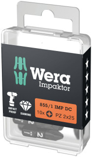 855/1 IMP DC PZ DIY Impaktor bits, PZ 2 x 25 mm, 10 pieces, 05057621001 Wera main