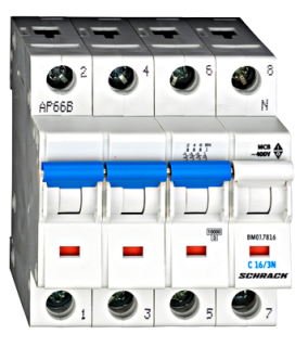 Automātslēdzis (MCB) C, 16A, 3+N, 10kA, Schrack Teknik, BM017816-- main