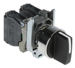 Selector switch, Harmony XB4, metal, black, 22mm, 3 positions, stay put, 2NO