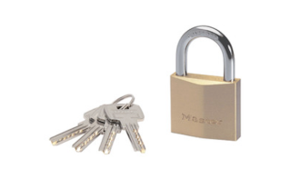 2950EURD | Brass padlock - Hardened steel shackle - 6 pin cylinder - reversible key - Keyed Different main