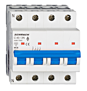Automātslēdzis (MCB) AMPARO 6kA, C 40A, 3+N, Schrack Teknik, AM617840-- main