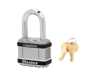 M5LFSTS | 51mm - Octagonal shackle, diam. 8mm - 4 Pin tumbler cylinder - 38mm long shackle - Stainless Steel sleeve main