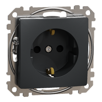 Socket-outlet, Sedna Design & Elements, 16A, 250V, side earth, with shutter, anthracite main