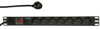 19" PDU, 7x Schuko, Switch, Overvoltage protection, 1U