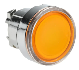 Head for illuminated push button, Harmony XB4, metal, orange flush, 22mm, universal LED, spring return, plan lens main