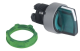 Head for illuminated selector switch, Harmony XB5, dark grey plastic, green handle, 22mm, universal LED, 3 positions, alt_view_3