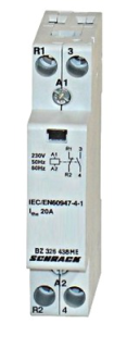 Kontaktors 4.5kW, 2P, 1NO + 1NC, 20A, spole 230VAC, BZ326438ME Schrack Technik main