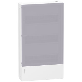 Enclosure, Resi9 MP, surface mounting, 3 rows of 12 modules, IP40, translucid door, no terminal block main