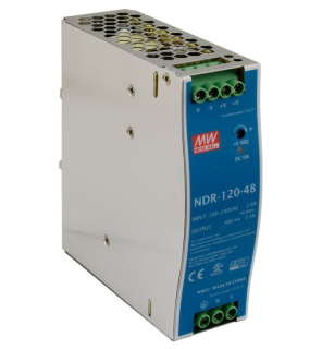 Power Supply; DIN; 120W; 48V; 2.5A; 90-264VAC; 127-370VDC, MeanWell, NDR-120-48 main