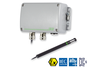 EE100Ex ATEX and IECEx Intrinsically Safe Humidity and Temperature Sensor -40 °C up to 60 °C, ACCURACY ±2% RH / ±0.2 °C (±0.36 °F), OUTPUT 4-20 mA (2-wire), 24 Vdc EE100Ex-T1F2E22EX8 E + E Elektronik main