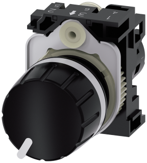 Potentiometer, 22 mm, round, plastic, black, 100 kohm, with holder, 3SU1200-2PU10-1AA0, Siemens main