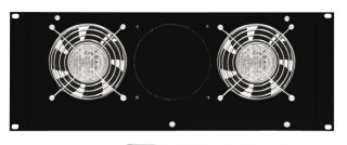 Roof fan-unit with 2 fans and thermostat, 19", 4U, RAL9005, DLT44802B Schrack Technik