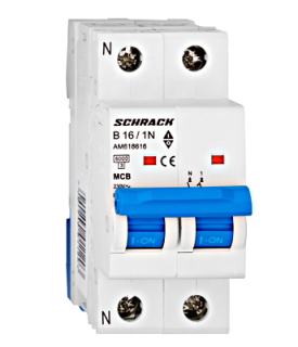 Automātslēdzis (MCB) AMPARO 6kA, B 16A, 1+N, Schrack Teknik, AM618616-- main