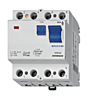 Residual current circuit breaker 100A, 4-pole, 30mA, type AC main