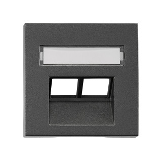 Cover for RJ45 UAE outlet, labelling window, 2-Port, anthrac, EV114312 Schrack Technik