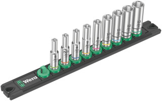 Magnetic socket rail A Deep 1 socket set, 1/4" drive, 9 pieces, 05005410001 Wera main